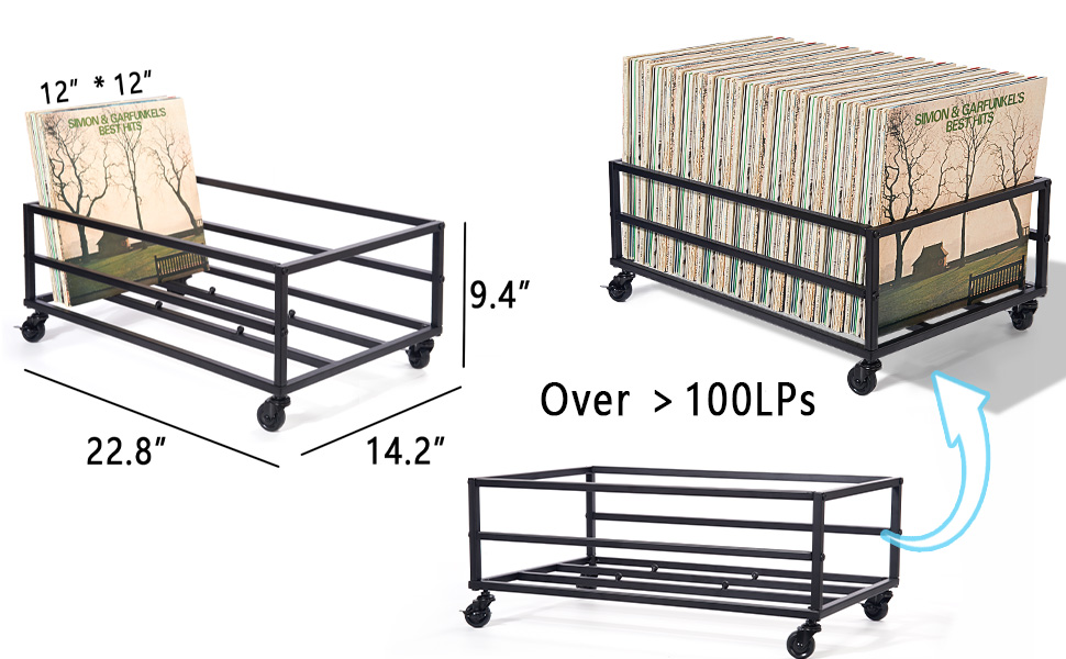 EGMEHOAD Vinyl Record Storage Holds Up to 150 Lps, Mobile