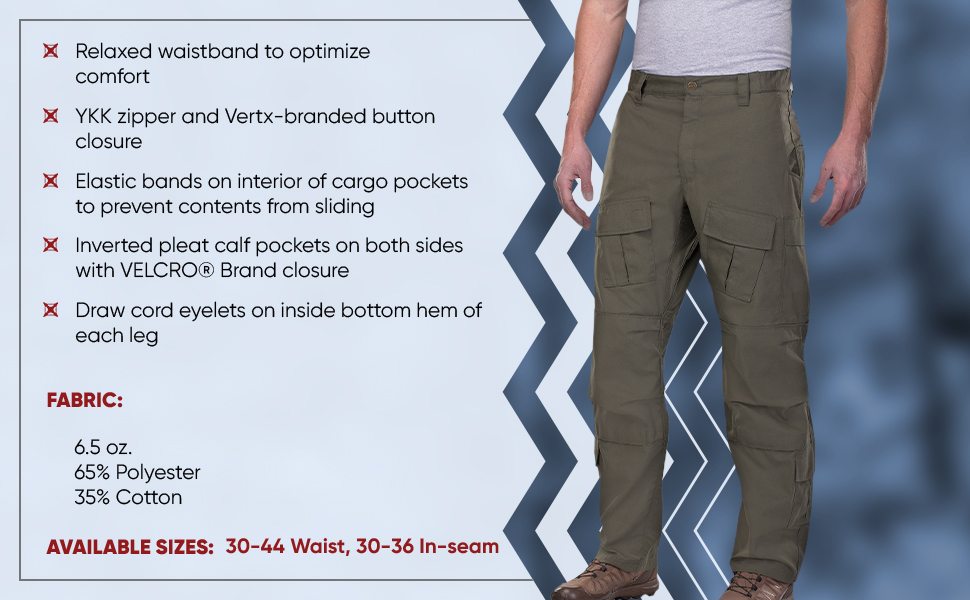 Vertx Recon Mens Combat Pants with Cargo Pockets, Overt