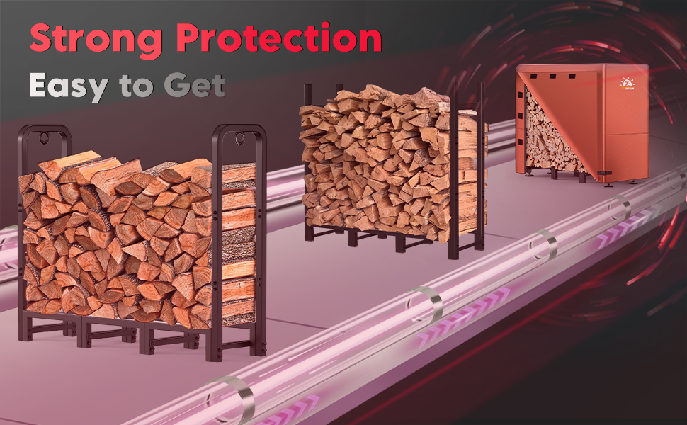 Zettum Firewood Rack Cover 4 Feet 600D Wood Rack Cover