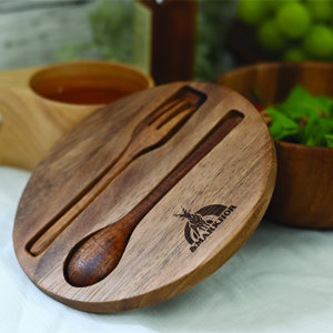 Amazon.co.jp: ＆MARKHOR 木製 カトラリー付きボウル サラダ