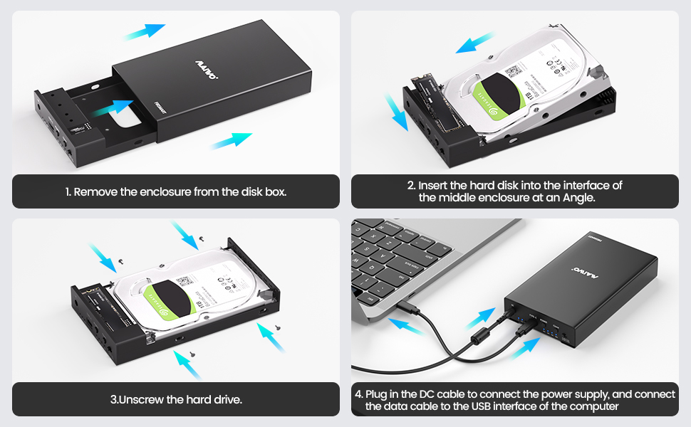 M.2 NVME/SATA SSD Hard Drive Enclosure USB 3.2 Type C 10Gbps Hard Drive
