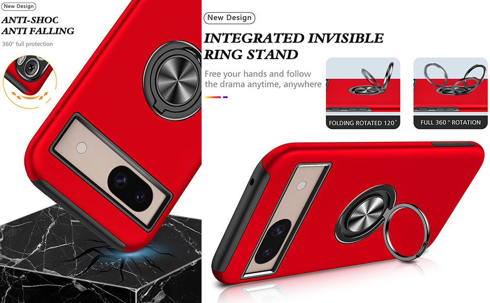 for Pixel 8A Case for Google 8A Case Military Grade Shockproof Builtin Ring Holder