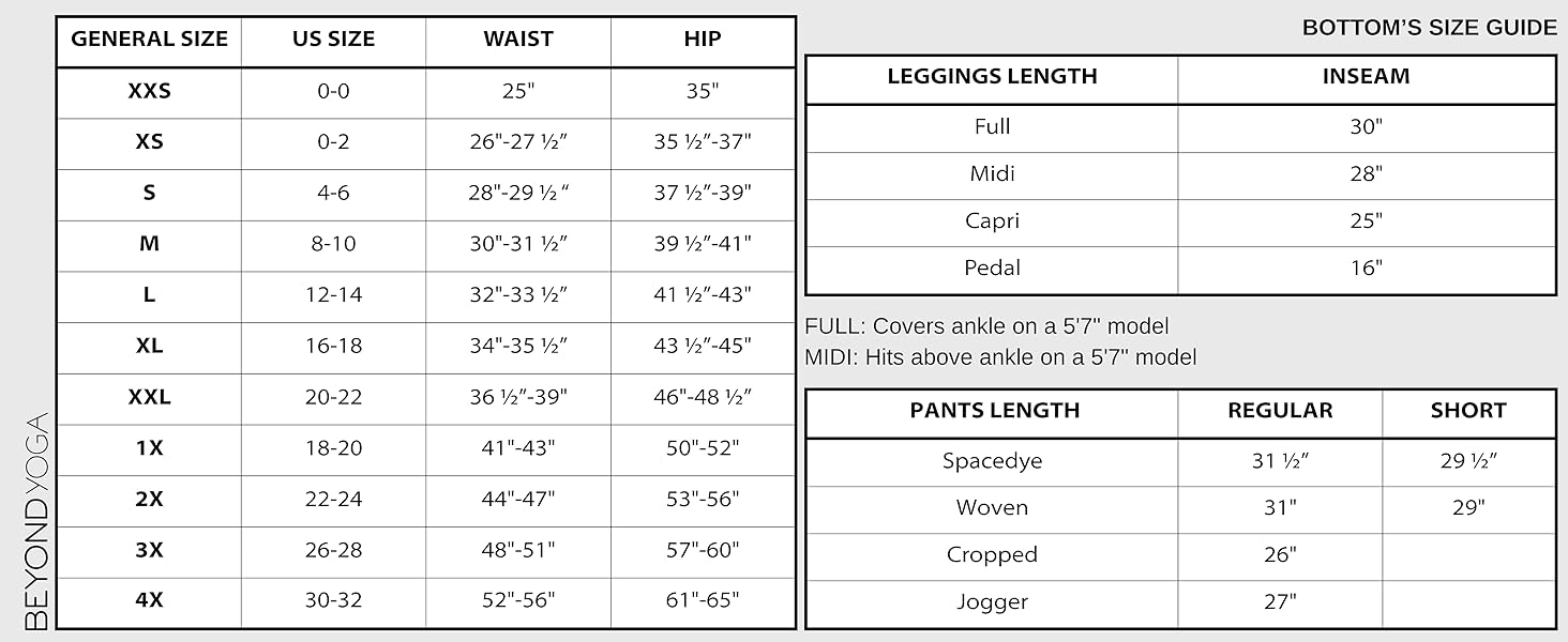 BY - DESK - BOTTOMS SIZE GUIDE