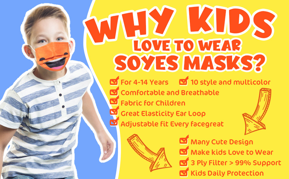 Kids Disposable Face Masks 100PCS Colorful Children