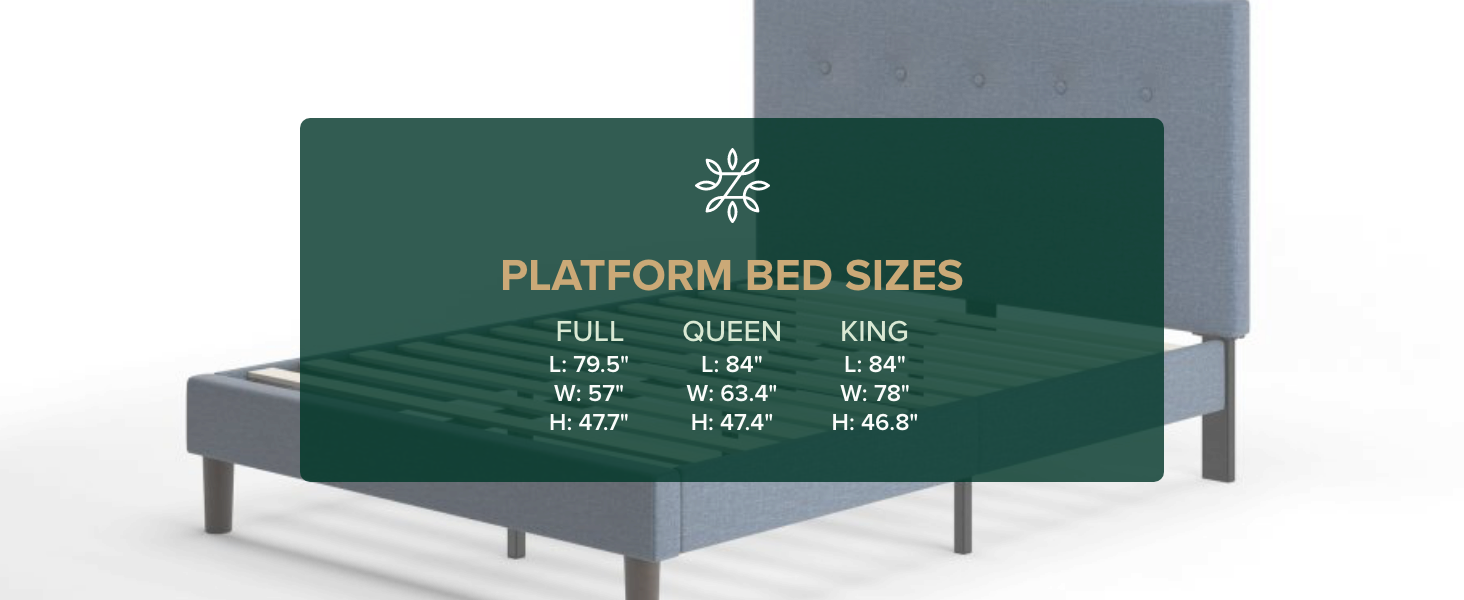 ZINUS Omkaram Upholstered Platform Bed Frame / Mattress Foundation / Wood Slat Support / No Box