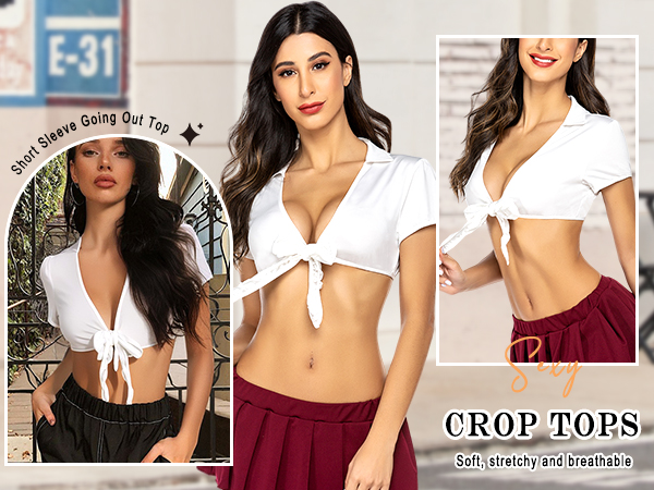 トップス aidan love Amazon.com: Avidlove Tie Front Crop Tops for Women V Neck