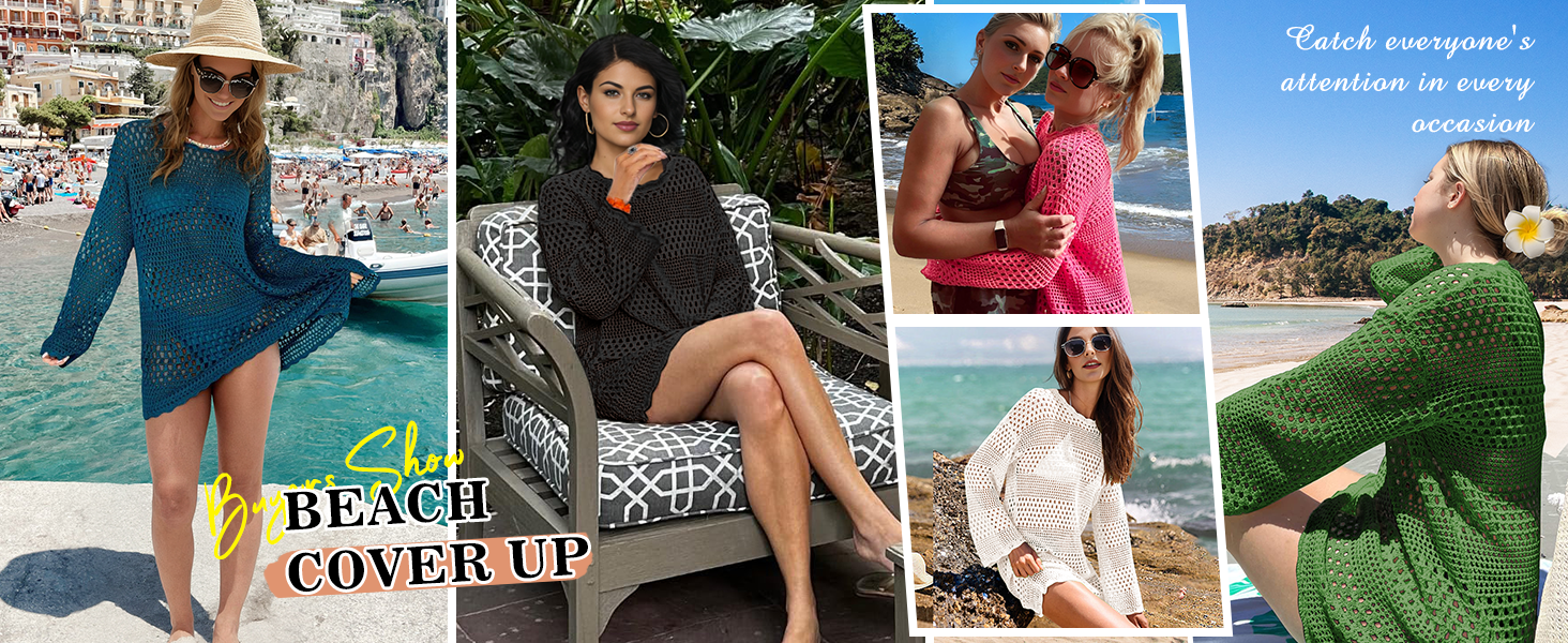 Summer Bathing Suit Swimwear Mesh Knit Beach Dress