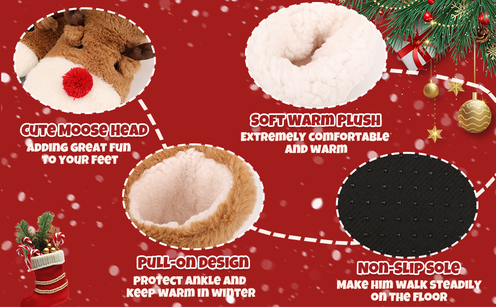 Christmas-themed dessert presentation on red background with decorative white snowflake patterns and evergreen sprigs. Appears to be cupcakes or similar baked goods.