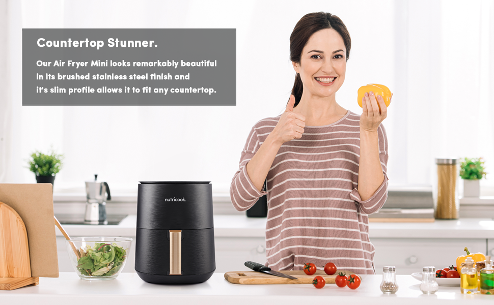 Nutricook Air Fryer Mini, 1500 Watts, Digital Display, Tempered Glass