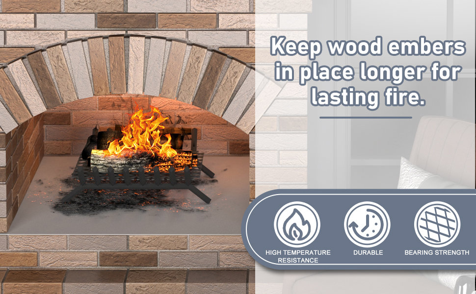 Flamorrow Ember Retainer for Fireplace Grates 12 x 7.5 inch