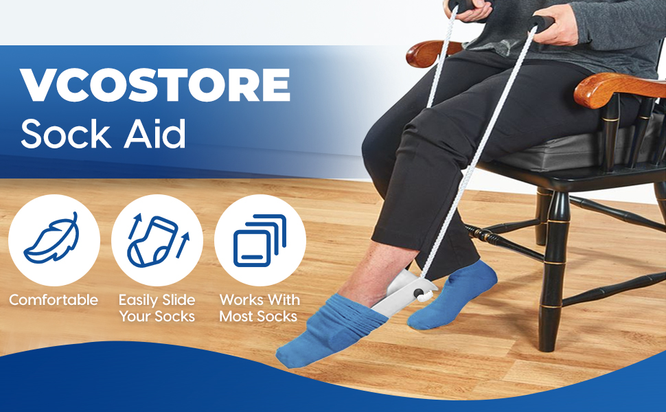 VCOSTORE Sock Aid Device Sock Helper with Foam Handle