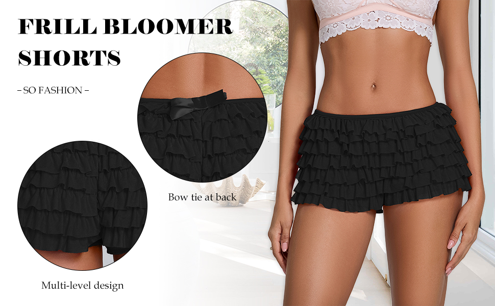 womens sexy bloomer mini shorts low waist layer ruffle shorts