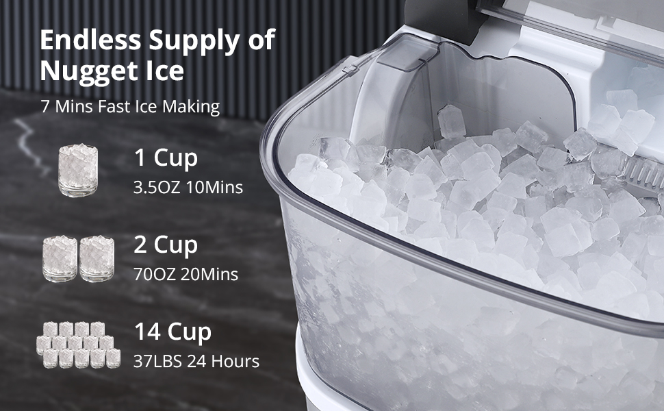ACONEE Nugget Ice Maker Countertop Machine with Soft