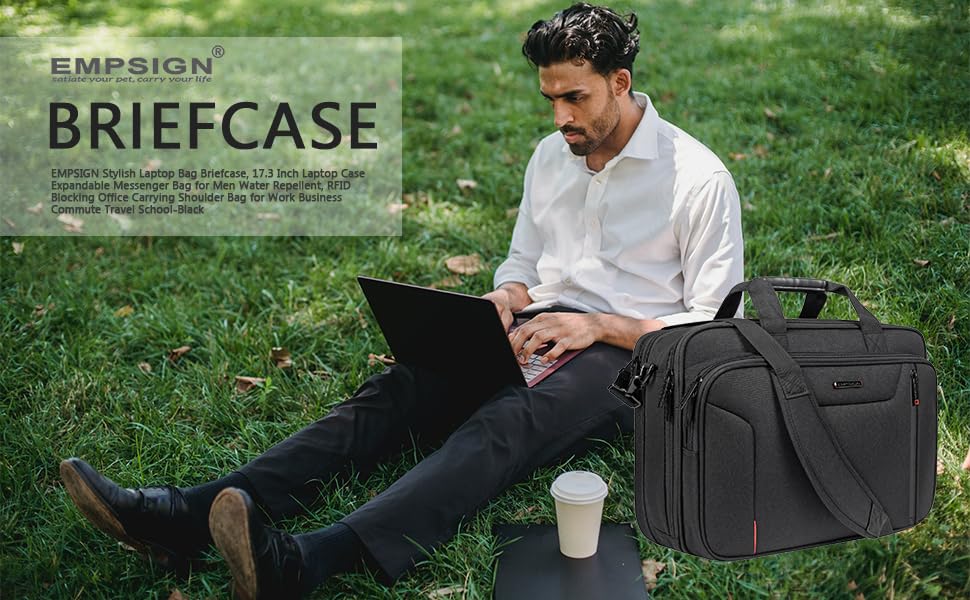 EMPSIGN Laptop Bag 17.3 inch Briefcase for Men Large Laptop Case