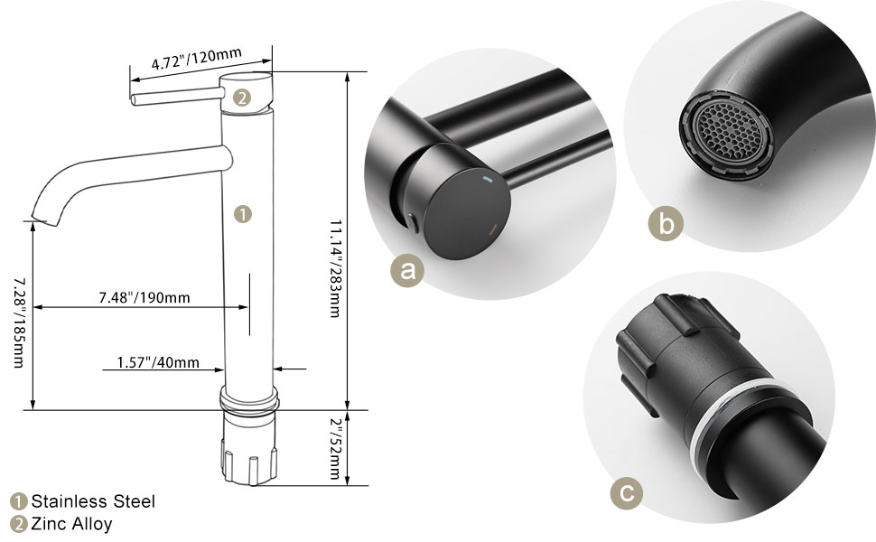 Ankoory Tall Bathroom Basin Mixer Tap, High Rise Bathroom Sink Tap for