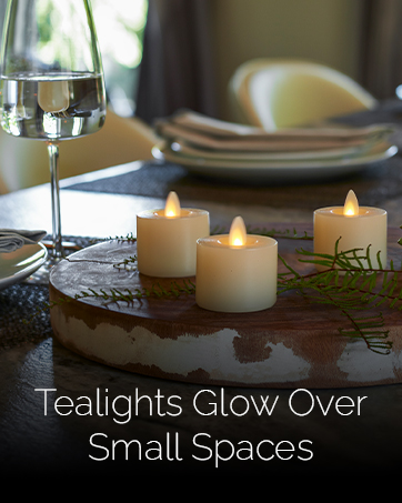 tealights glow over small spaces
