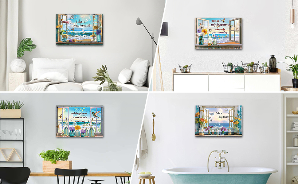 Beach Window Canvas Wall Art, Lavender in Vase Wall Art