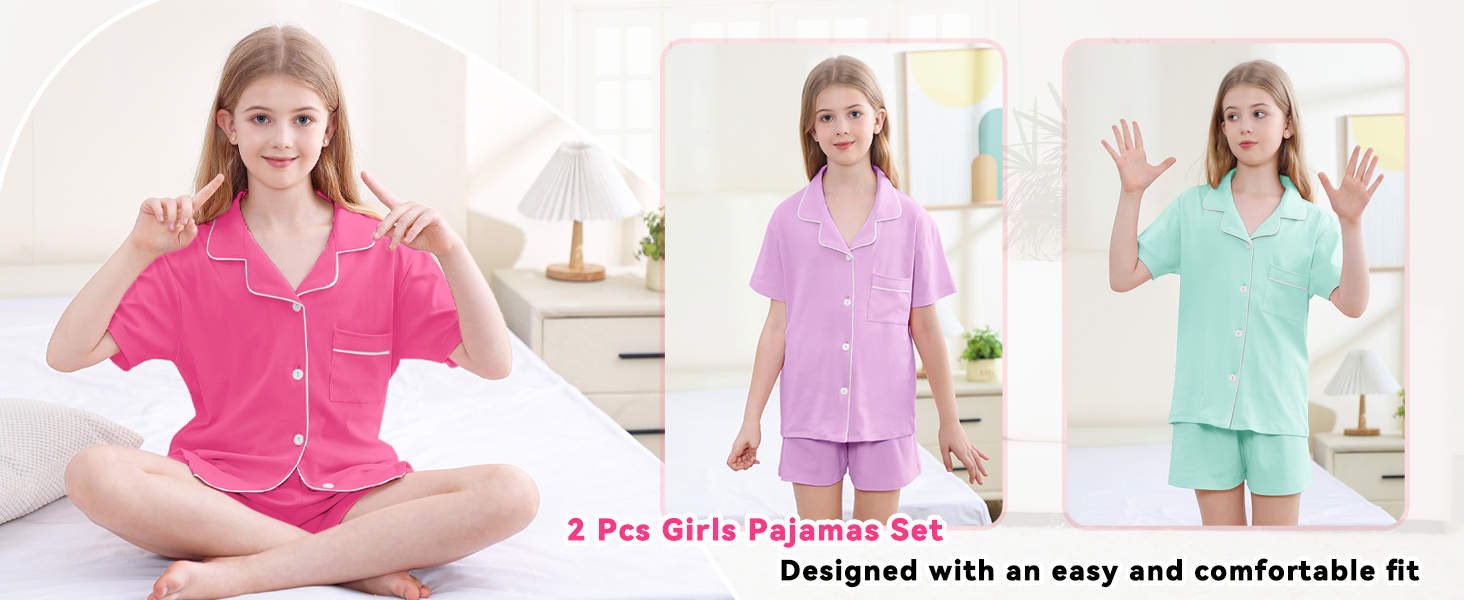 Button Down Short Sleeve pjs Sleepwear