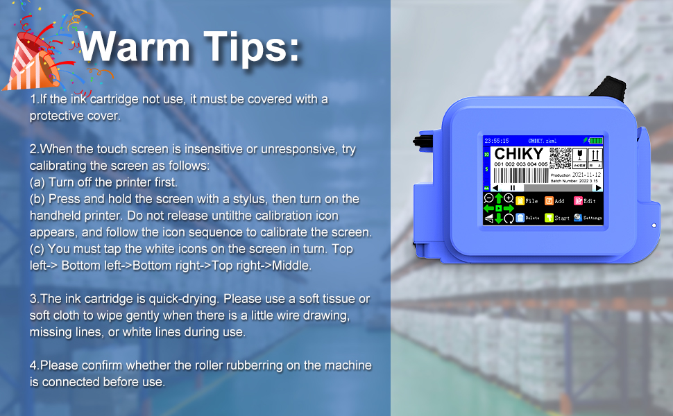 CHIKYTECH Mini Handheld Inkjet Printer, with 42ml Fast Dry