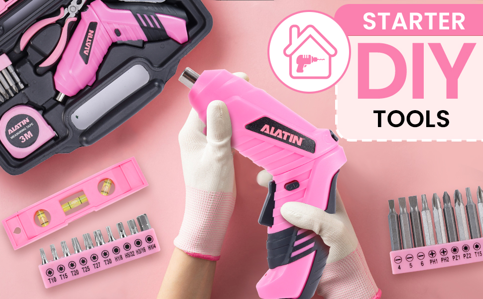 ALATIN 160pc Pink tool kit with 3.6V USB Electric