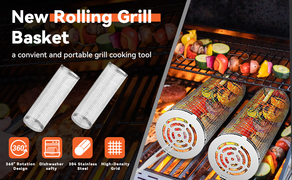 bbq rolling grill basket