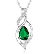 FANCIME Birthstone Necklace for Women Teardrop Necklace S925 Sterling Silver Infinity Love Birthd...