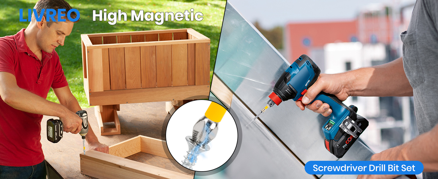 LIVREO High Magnetic Screwdriver Drill Bit Set