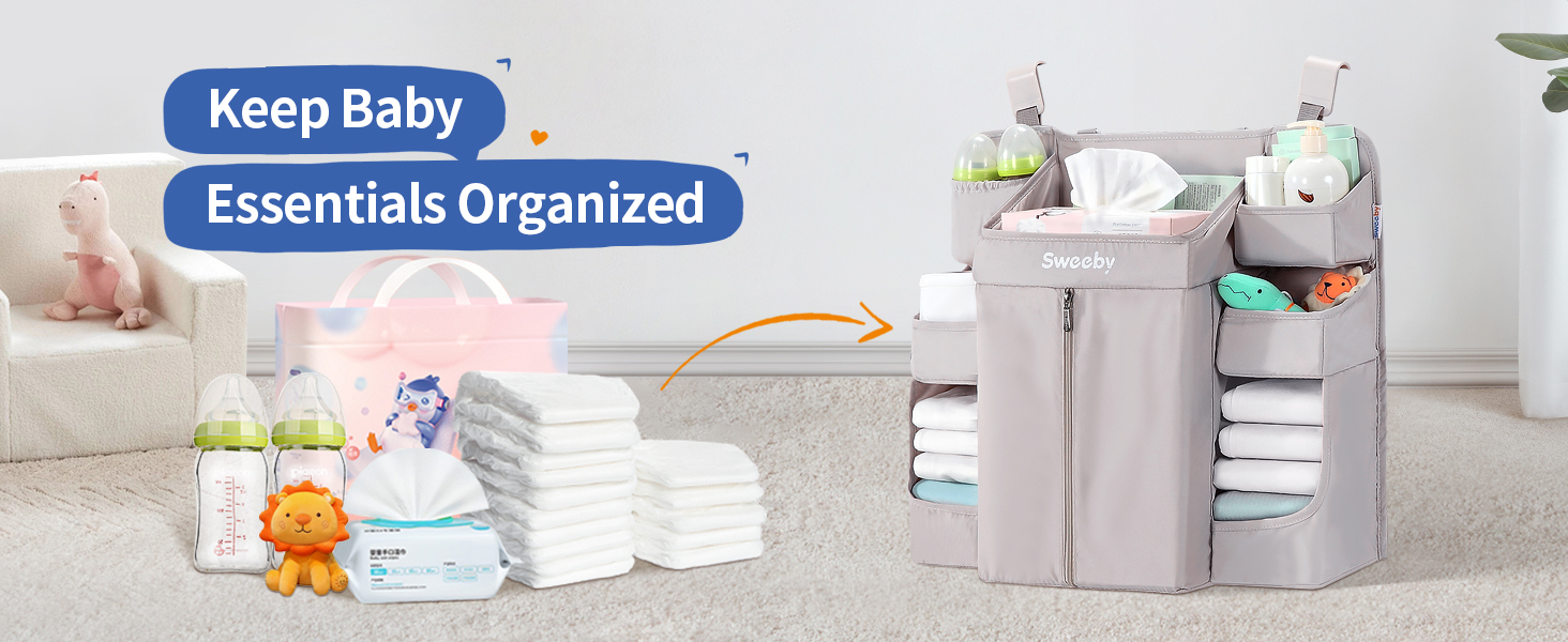 Sweeby Diaper Organizer for Changing Table and Crib Diaper