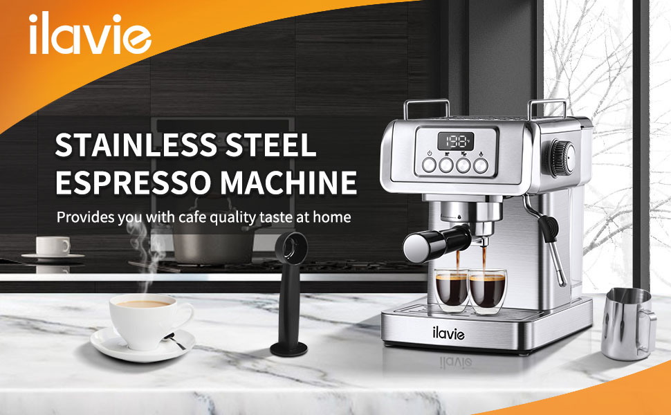 ILAVIE 20 Bar Espresso Machine, Stainless Steel Espresso Coffee Machine for