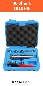 Accusize Industrial Tools 8-Pc ER16 Collet Set Plus 1-Pc R8 Bridgeport Shank