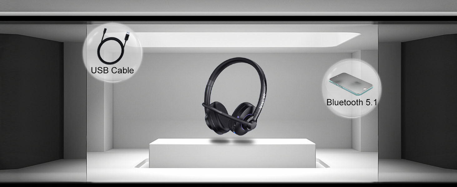 Wireless Headset for Work V5.1 Bluetooth Headset with ENC
