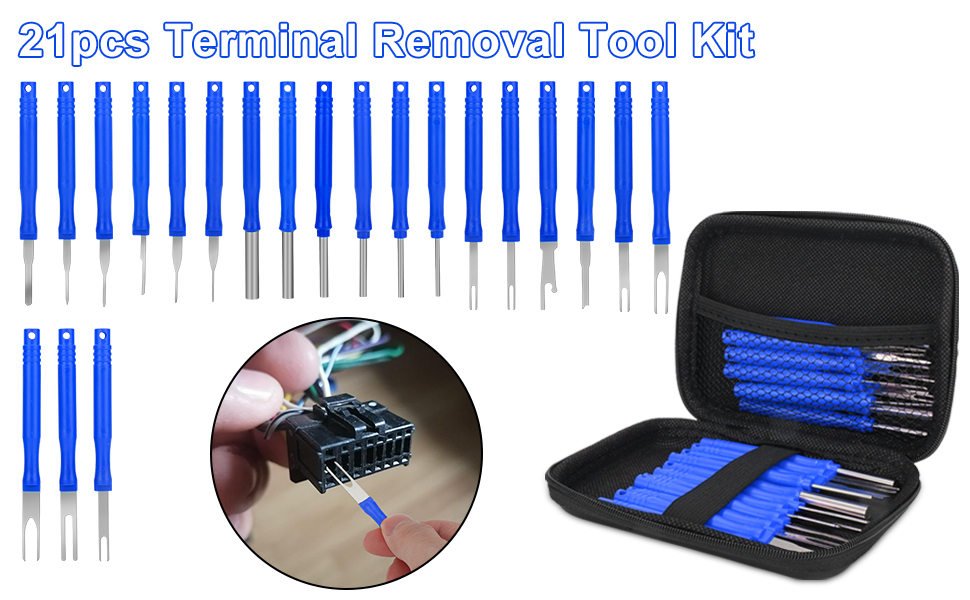 Upgraded Terminal Removal Tool Kit, 21Pcs Blue Pin Removal
