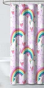 unicorn rainbow shower curtain bath bathroom rug towels tub bath purple pink kids girls boys teen