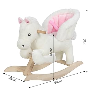 WOLTU Cavallo A Dondolo In Legno Unicorno Giocattolo Cavalcabile Per Bambini Bianco + Rosa 17 1