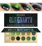 DE'LANCI Multichrome Green Eyeshadow Palette,12 Colors Glitter Olive Green Makeup Pallet, Matte S...