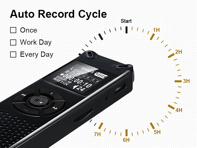 72GB Digital Voice Recorder with Playback, Langkou 1536Kbps
