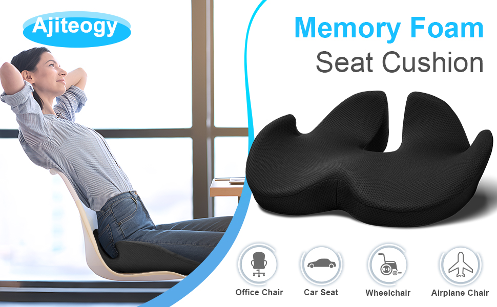 Ajiteogy Seat Cushion,Memory Foam Coccyx Cushion Pressure Relief for