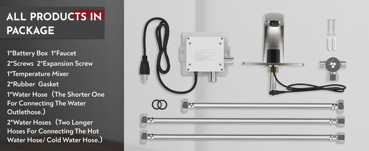 touchless hands free bathroom sink faucet sensor brushed nickel temperature control