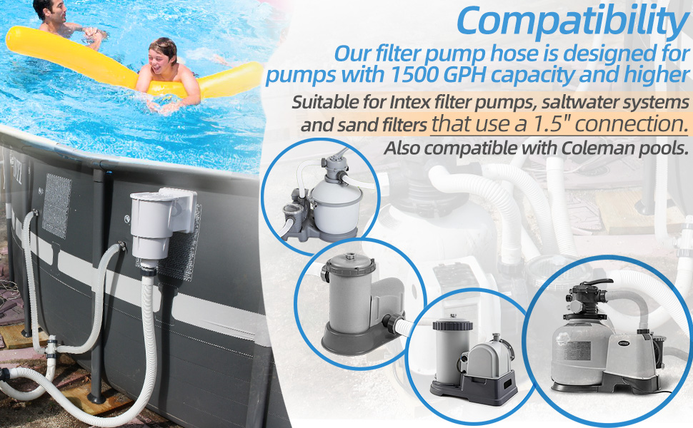 1.5" Diameter 29060E Pool Pump Replacement Hose for Intex