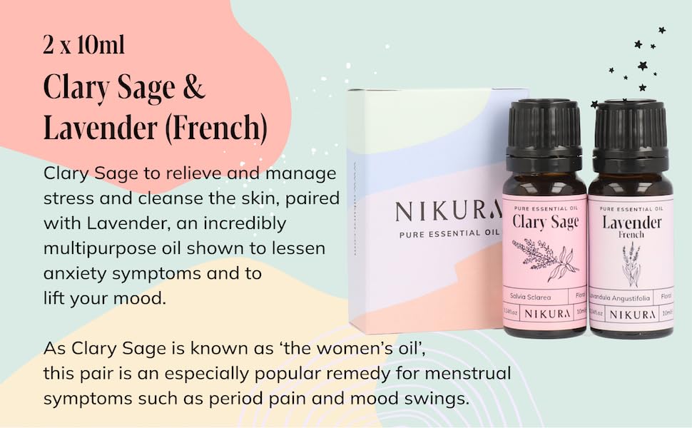 Nikura Clary Sage & Lavender (French) Essential Oil Set Sleep Oil