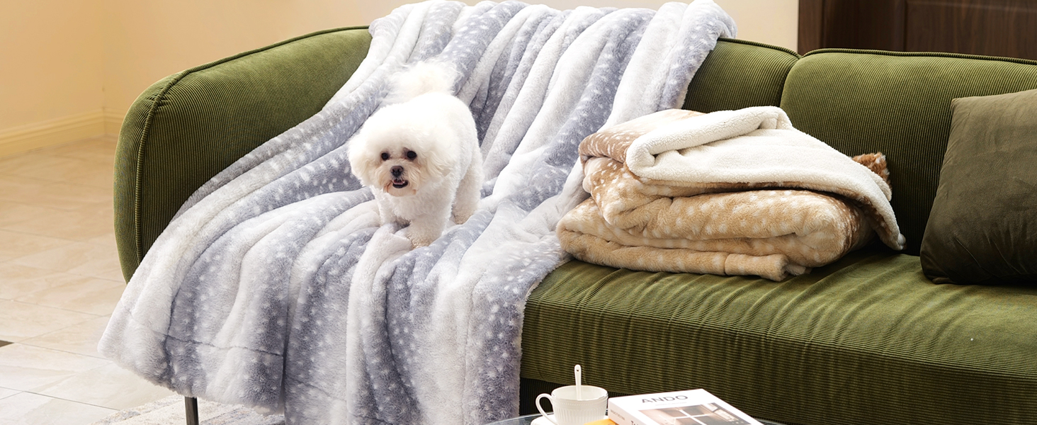 Cozy Bliss Luxury Faux Fur Throw Blanket Animal Striped