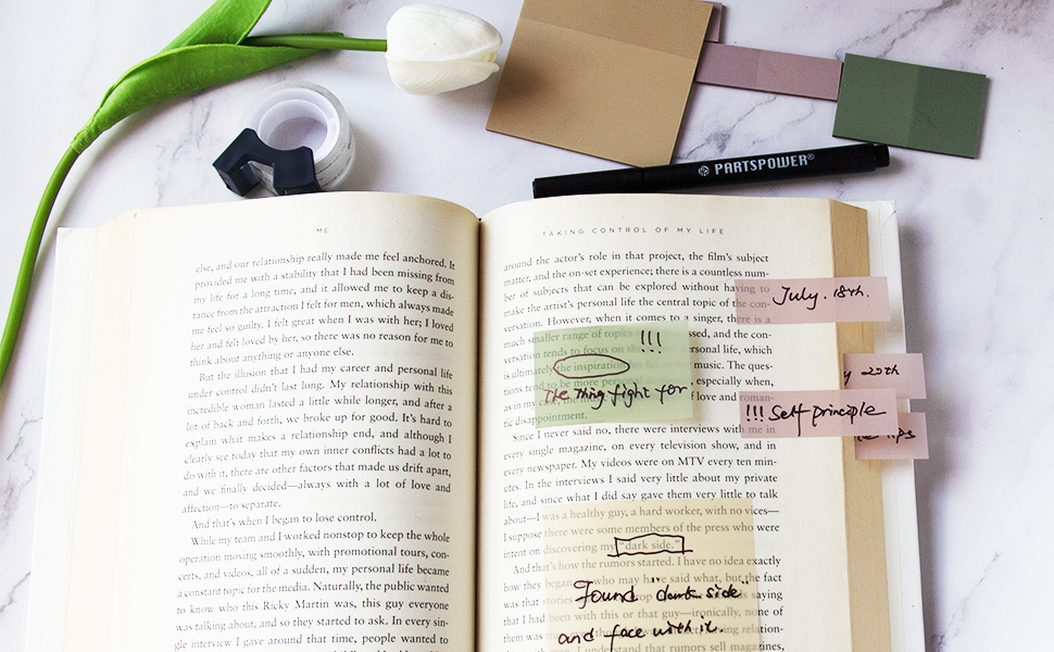 PARTSPOWER Transparent Pastel Sticky Notes, Clear Sticky Tabs