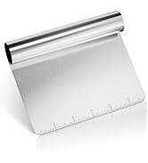Dough Cutter and Scraper Tool - Stainless Steel Pizza Cutter Pastry Scraper for Baking Tools and ...