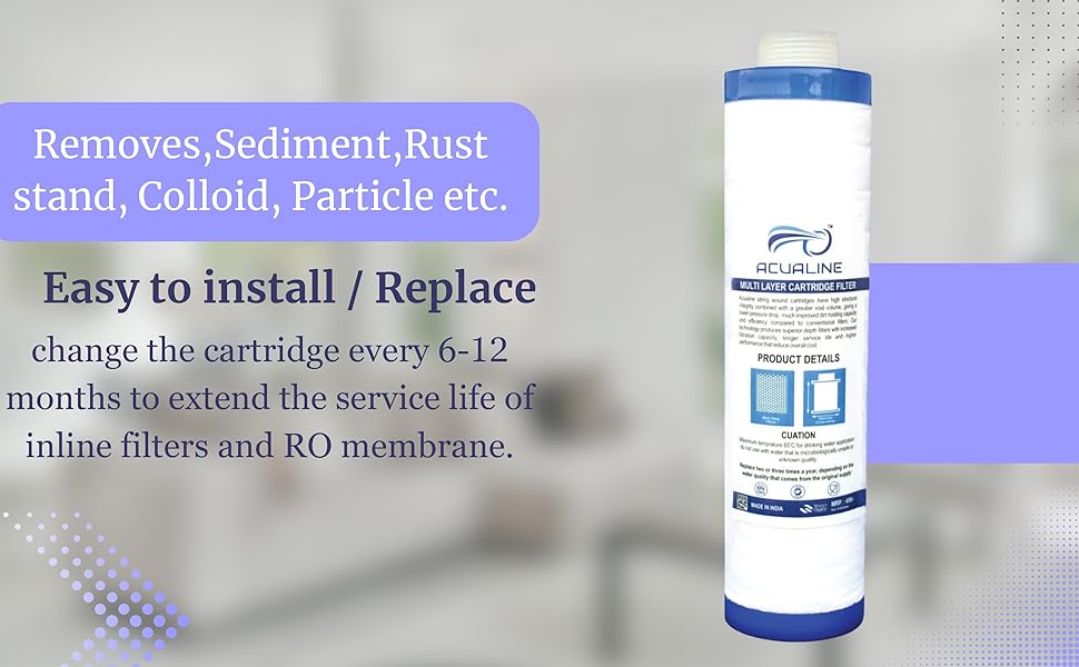 ACUALINE MLT Pre Filter Cartridge, 9 inch Candle Filter, RO Water