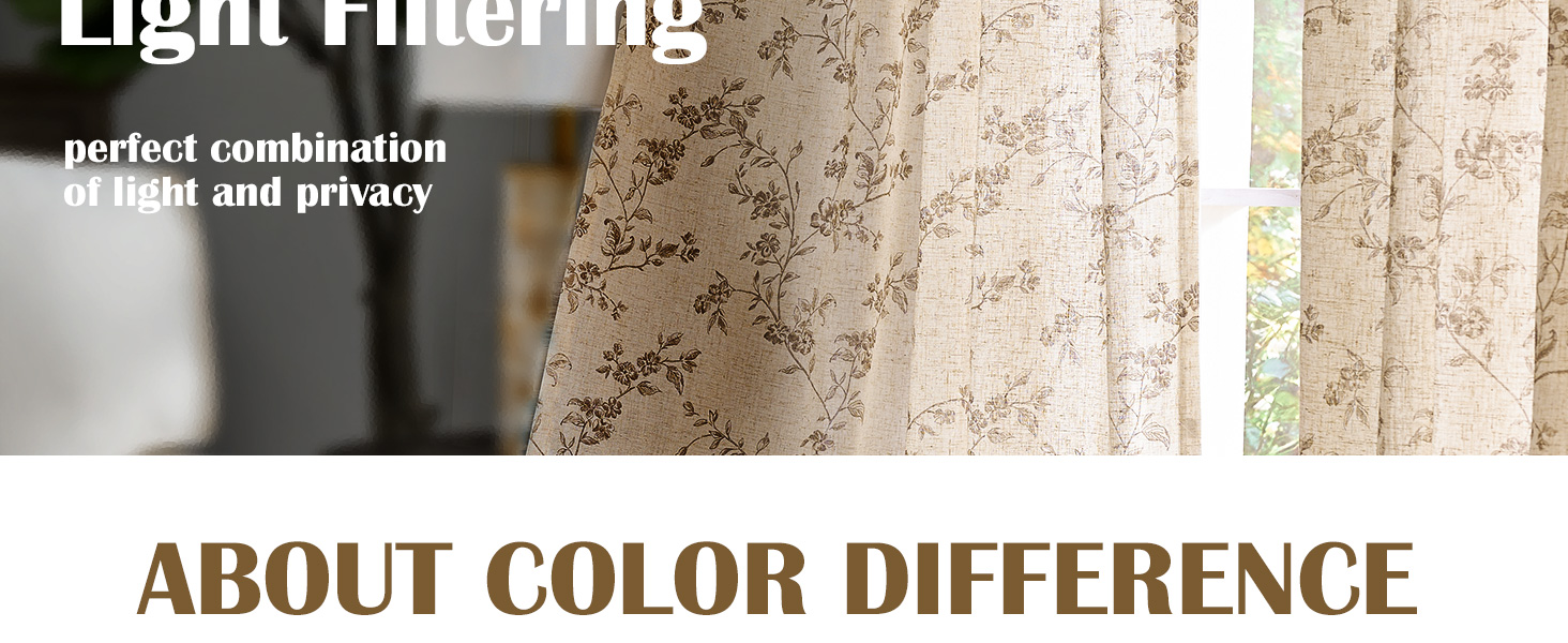 taupe curtains floral