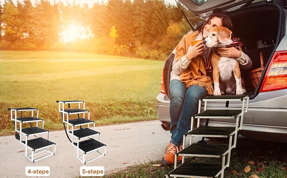 Dog Ramp for Car,Foldable Pet Stairs Supports to 150lbs for