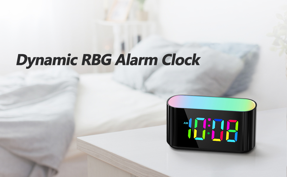 HOUSBAY RGB Digital Alarm Clock for Bedroom, 9 Colors