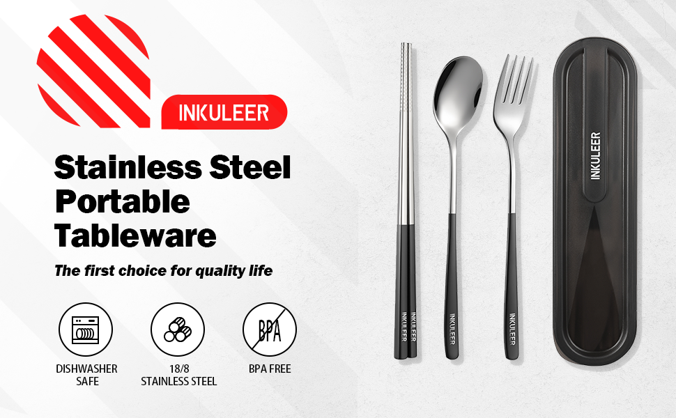 INKULEER Travel cutlery set, 18/8 stainless steel cutlery