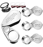 SUNJOYCO Jewelers Loupe Magnifier, 40X Magnifying Glass with Light, 10X 20X 30X Jewelry Eye Loop ...