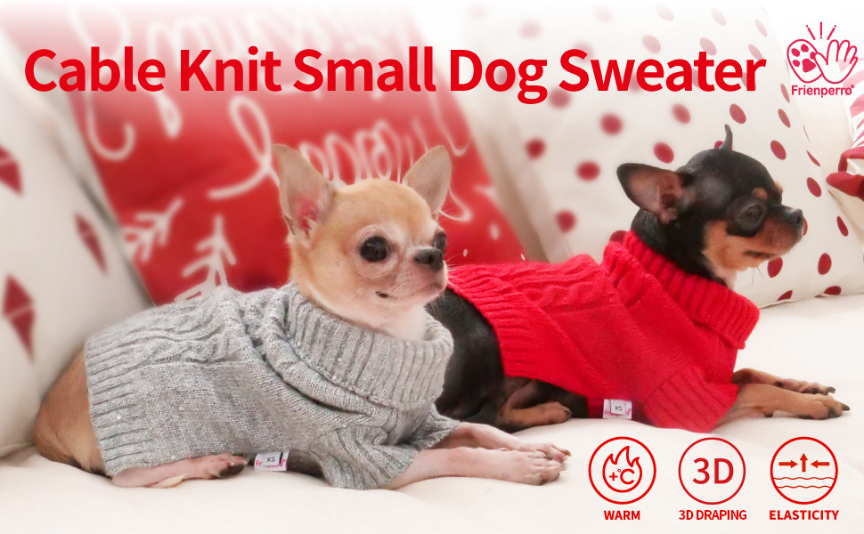 Frienperro Dog Sweater for Small Dogs, Puppy Sweater